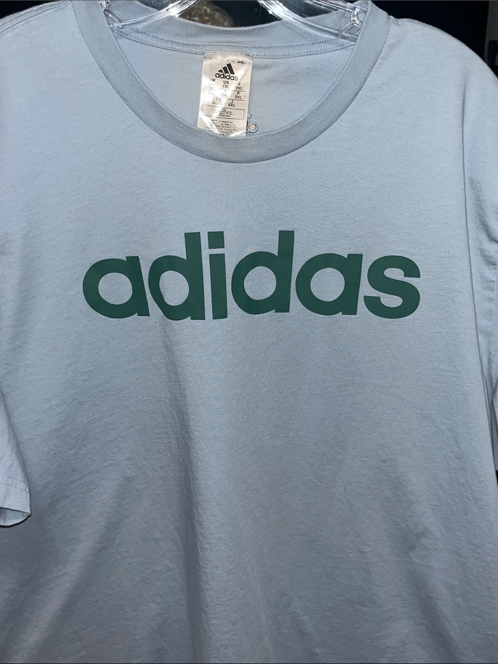 Adidas  Light Blue Tee with Dark Green Logo